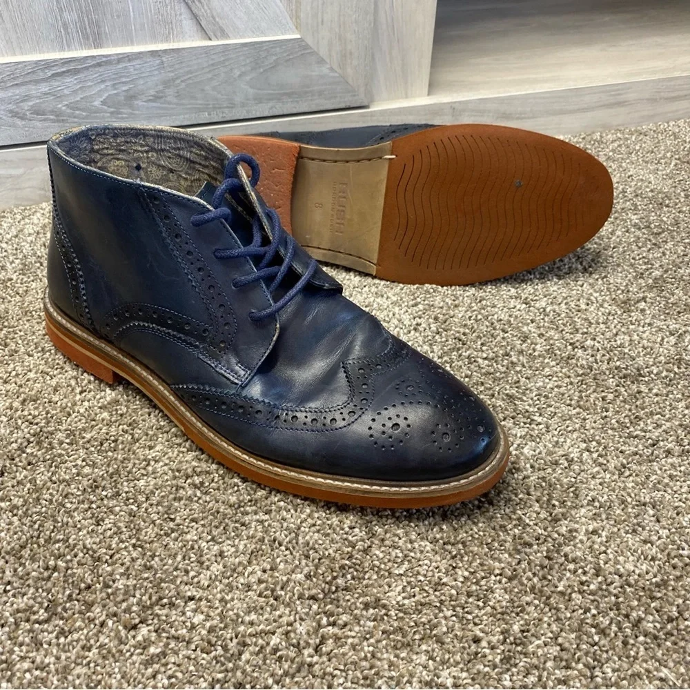 Rush Gordon Rush NOAH Navy Leather Oxford Wingtip Boot Chukka 8